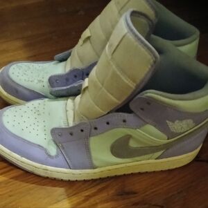 Nike Air Jordan 1 High Lavender and White Sneakers